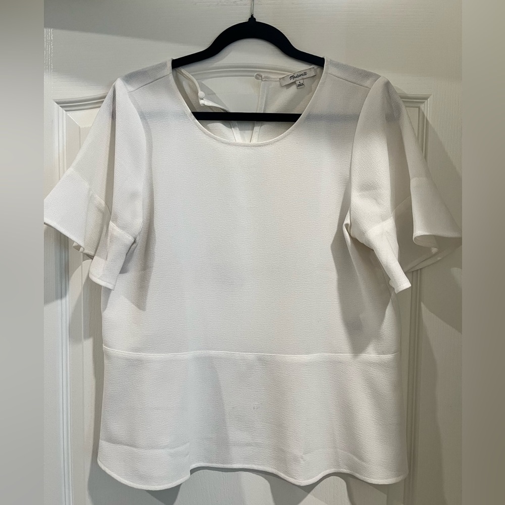 short sleeve madewell white blouse, medium